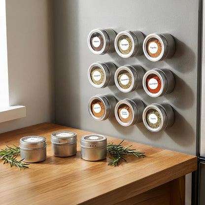 20 Pack 240 Set Bekith Magnetic Spice Jars, Magnetic Spice Containers for Refrigerator, Seasoning Tins with Clear Top