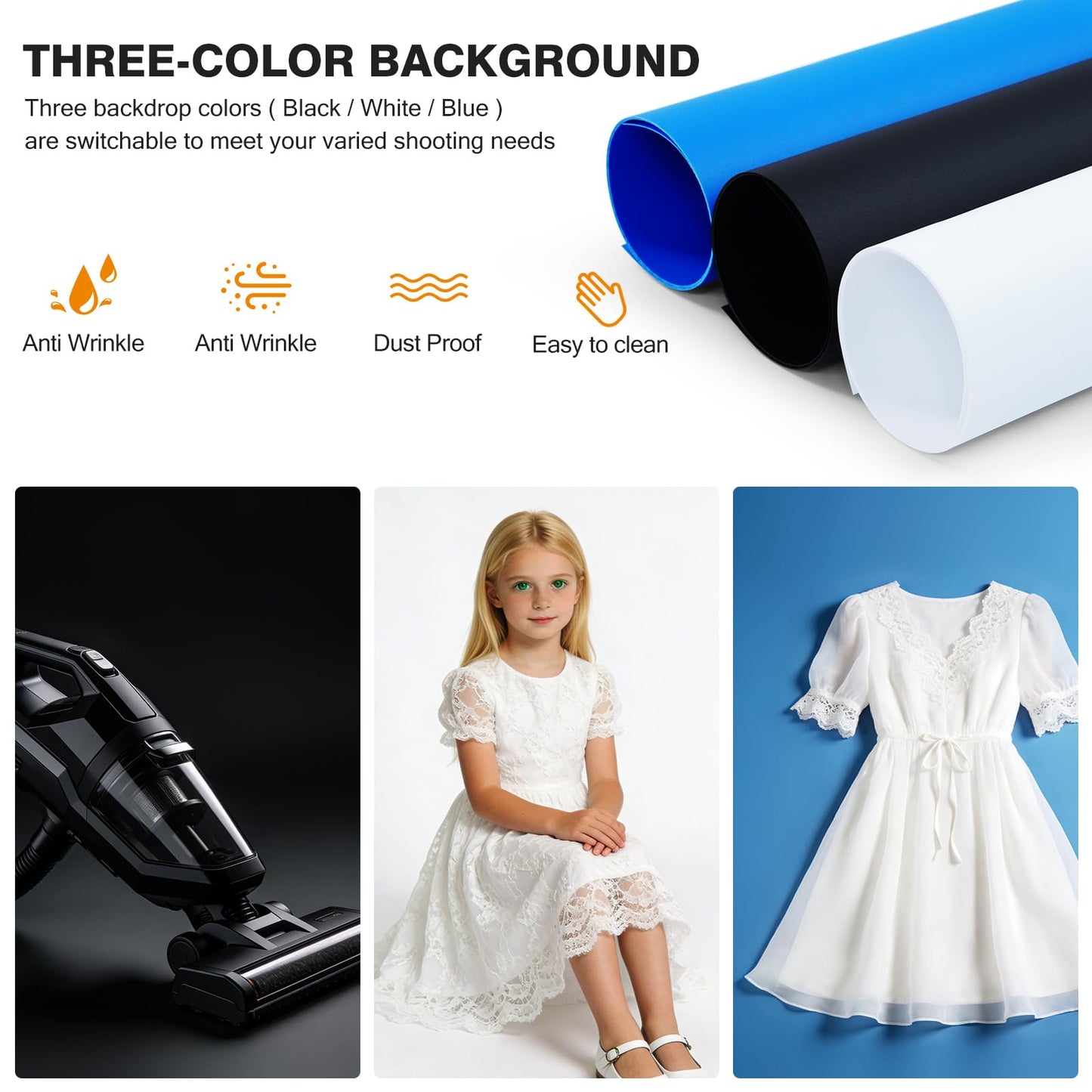 Professional Photography Studio LED Dimmable Large Shooting Tent 47x39x78 ZKEEZM Large Lightbox Photo Video Continuous Lighting Cube Shooting Tent Kit Soft Box with 3Colours Backdrops and Carrying Bag