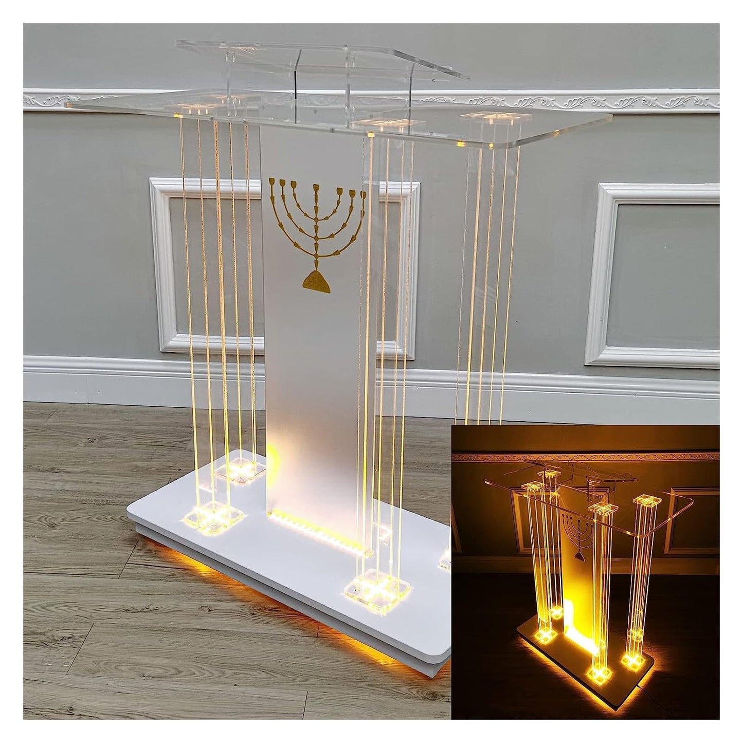 DHXIAMZ Clear Acrylic Church Forum Lectern Podium Stand with Foot Wheel Reading Table