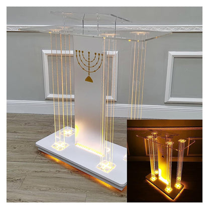 DHXIAMZ Clear Acrylic Church Forum Lectern Podium Stand with Foot Wheel Reading Table