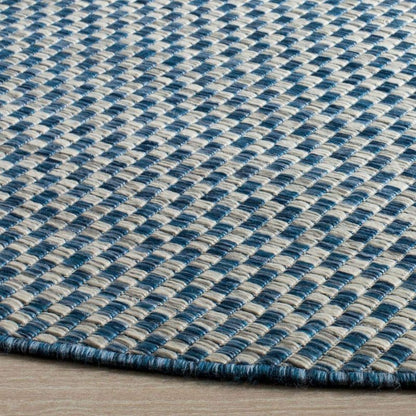 SAFAVIEH Courtyard Collection 4' Round Blue/Grey CY8653 Indoor/ Outside Waterproof Easy cleansingPatio Backyard Mudroom Area Mat