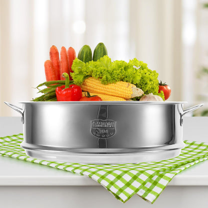 Hemoton 12 Inch Stainless Steel Steamer Basket Multi-Functional Kitchen Steamer Insert for Vegetables Seafood Eggs with Even Heat Distribution and Dishwasher Safe