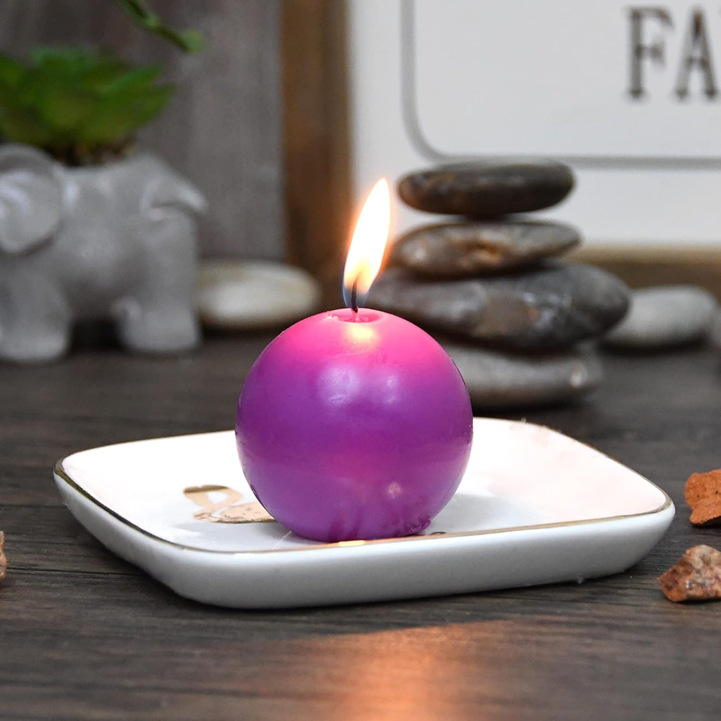 Zest Candle 12-Piece Ball Candles, 2-Inch, Purple
