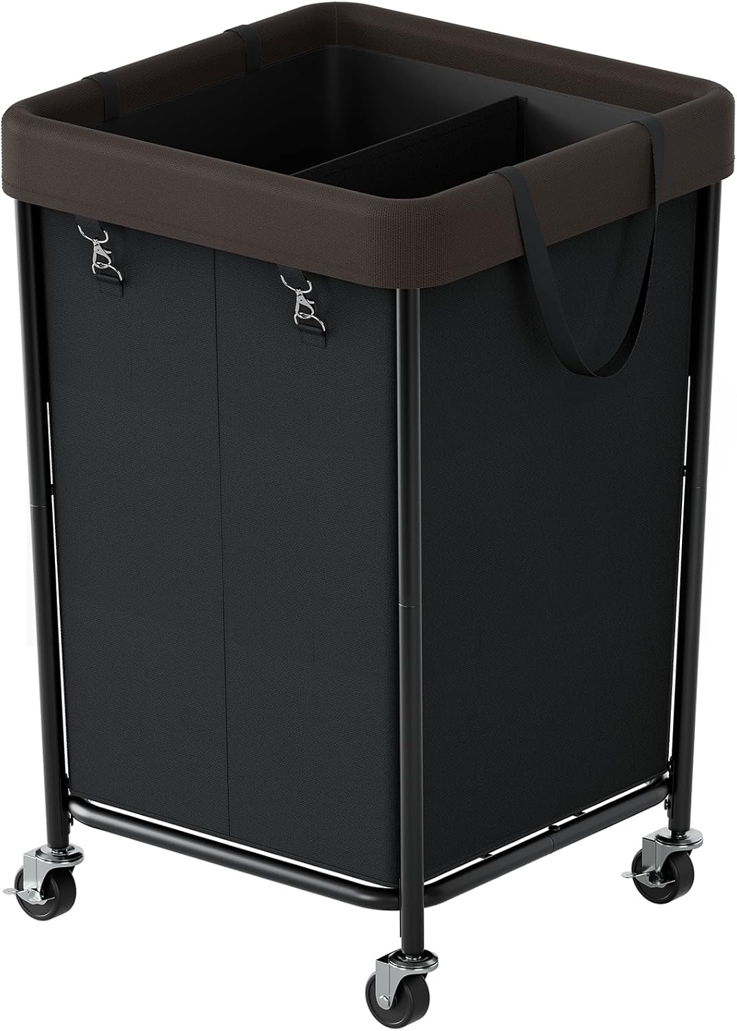 160L 2 Chrislley Laundry Hamper with Wheels, Section Large Laundry Basket with Removable Bag, Steel Frame Dirty Clothes
