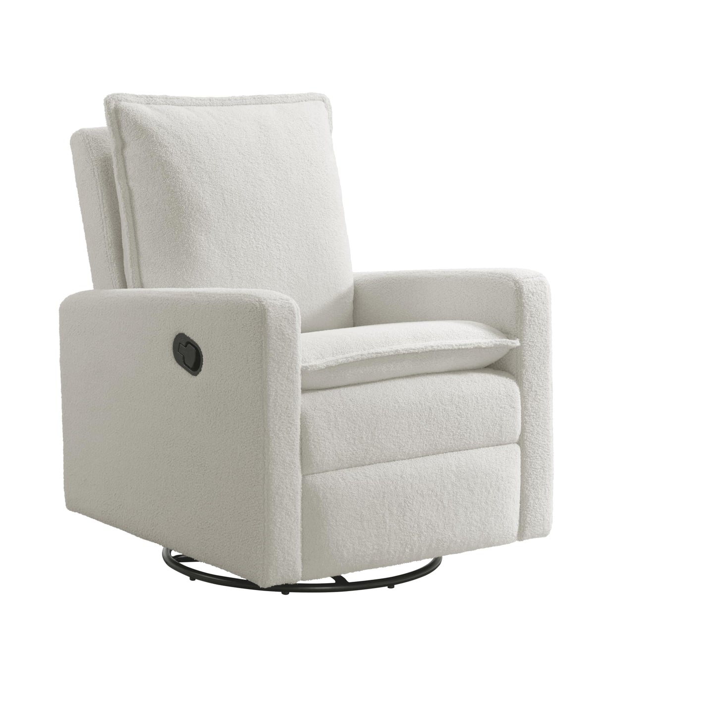 Oxford Baby Uptown Upholstered Glider Recliner Rocking Chair 360° Swivel for Nursery and Living Room - Boucle White