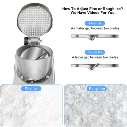 KOFOHON Electric Ice Shaver, Shaved Ice Machine, Especially for Home Use Ice Crusher, Dual Stainless Steel Shaving Blades, Double Covers,176lbs per hour,300W/1440rpm,Upgraded Version.