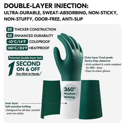 Vgo... 1 Pair Household Cleaning Gloves Infused with Rresh Rich Aromas, Lined Dishwashing Gloves,Long Sleeves Kitchen Gloves, Bathroom Cleaning, Gardening, Pet Care(Dark Green,XL,TP1117)