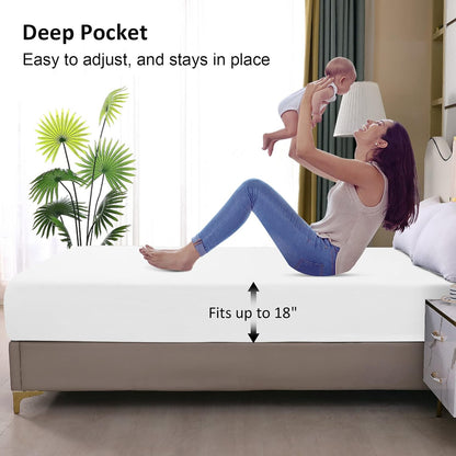 18'', 72'' 84'') California King Mattress Protector Waterproof, Fitted Sheet Style Breathable Mattress Cover with Deep