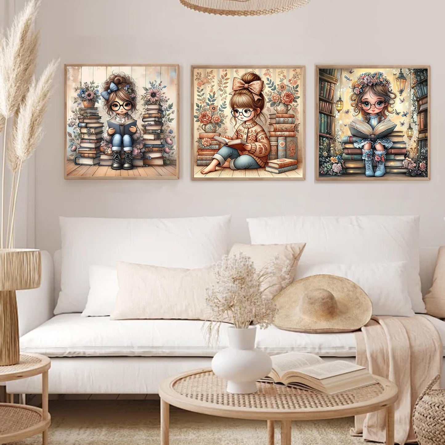 EIBEILI 3 Pack Diamond Painting Kits for Adults, Reading Book Diamond Art Kits DIY 5D Full Drill Books Diamond Dots Paintings with Gem Art and Crafts for Home Decor 12x12 Inch