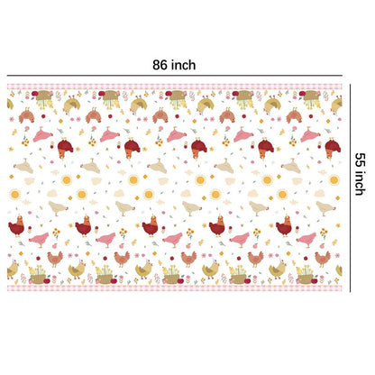 Suhelkit Chicken Party Decorations Tablecloth for Birthday Baby Shower, 3 Pack Farm Animal Barnyard Little Chick Birthday Party Supplies Table Cover, 55in x 86in