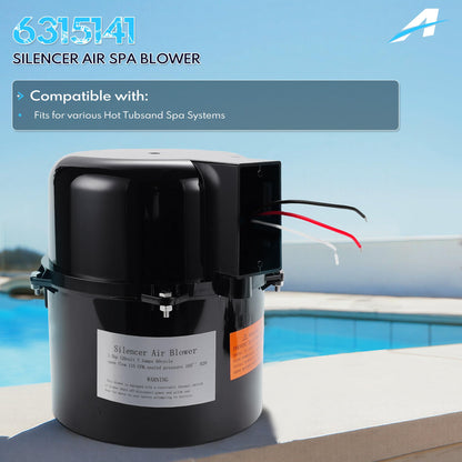 A-Outsanding 6315141 Silencer Spa Blower 1.5HP Blower Fit Pool and Spas 1.5HP 120V 7.3A; for use with 2 inch Plumbing.