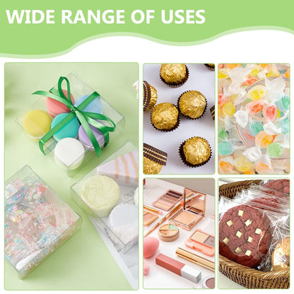 BENECREAT 20Pcs Clear Gift Boxes, 3.5x3.5x1.2inch PVC Wedding Favour Boxes for Candy Chocolate, Birthday Present Contains, Party Favor, Festival Gift Packaging