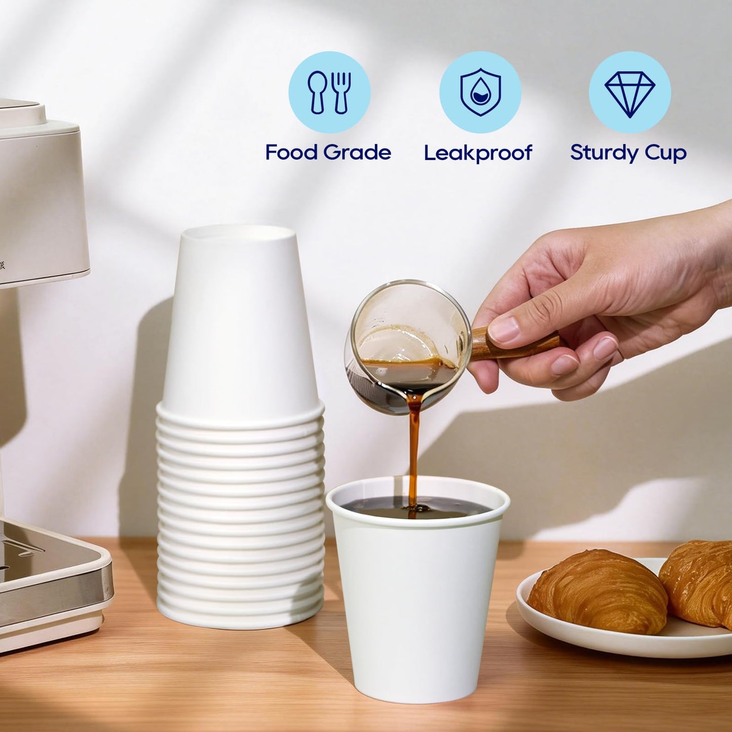 LITOPAK 270 Pack 10 oz Disposable Paper Coffee Cup, Drinking Cups for Water, White Paper Hot Coffee Cups, Suitable for Party, Picnic, Travel, and Events