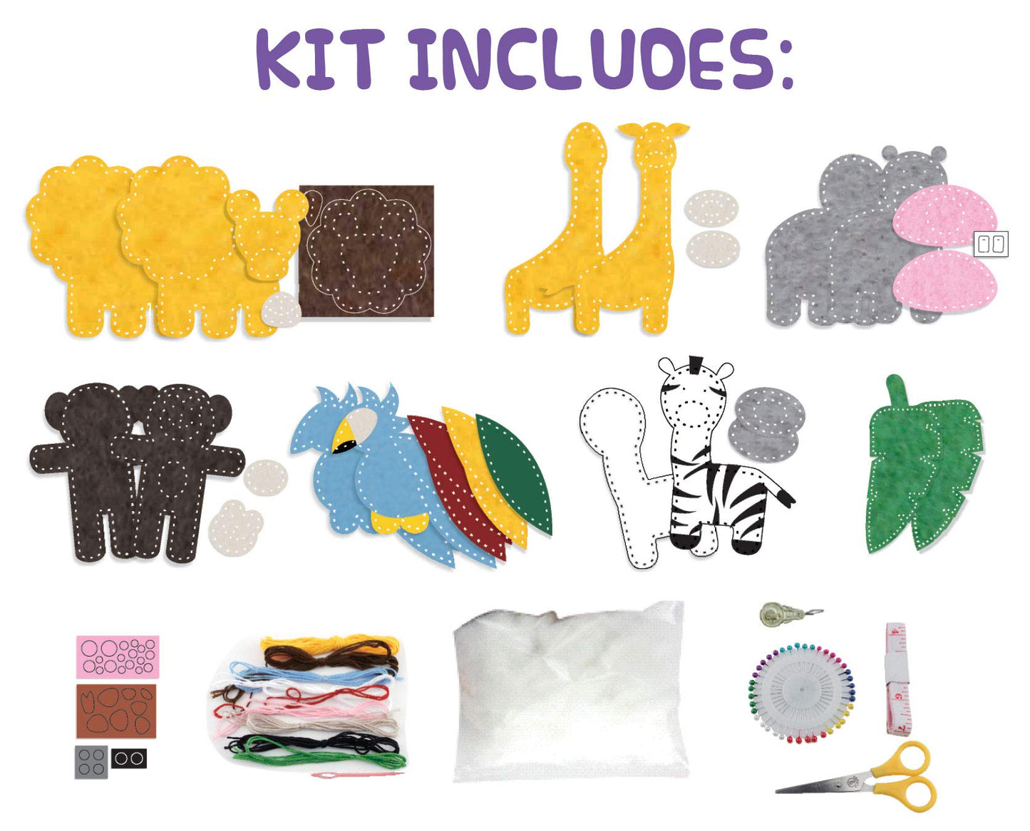 Peachy Keen Crafts Kids Sewing Kit, Learn to Sew for Ages 8-12, Beginner Felt Craft Kit, Make 6 Fun Stuffed Animals and A Pin Cushion, Teach Basic Stitches