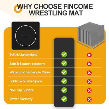 FINCOME Inflatable Wrestling Mat 16ft/13ft/10ft, 4" Thick Foldable Jiu Jitsu Mats Wrestling Mats for Home Outdoor Indoor, Waterproof PVC Mat for Gymnastics, BJJ, MMA, Grappling, Judo, Boxing