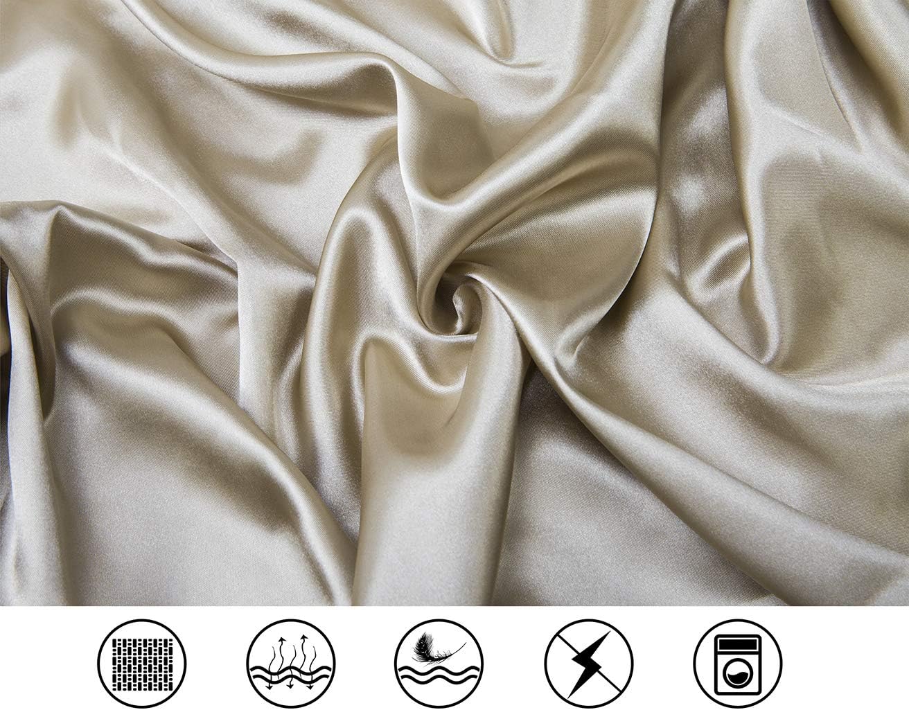 Lanest Housing Satin-Silk Pillowcase Queen, Beige Satin Pillowcase for Hair and Skin, Super Soft, Cooling