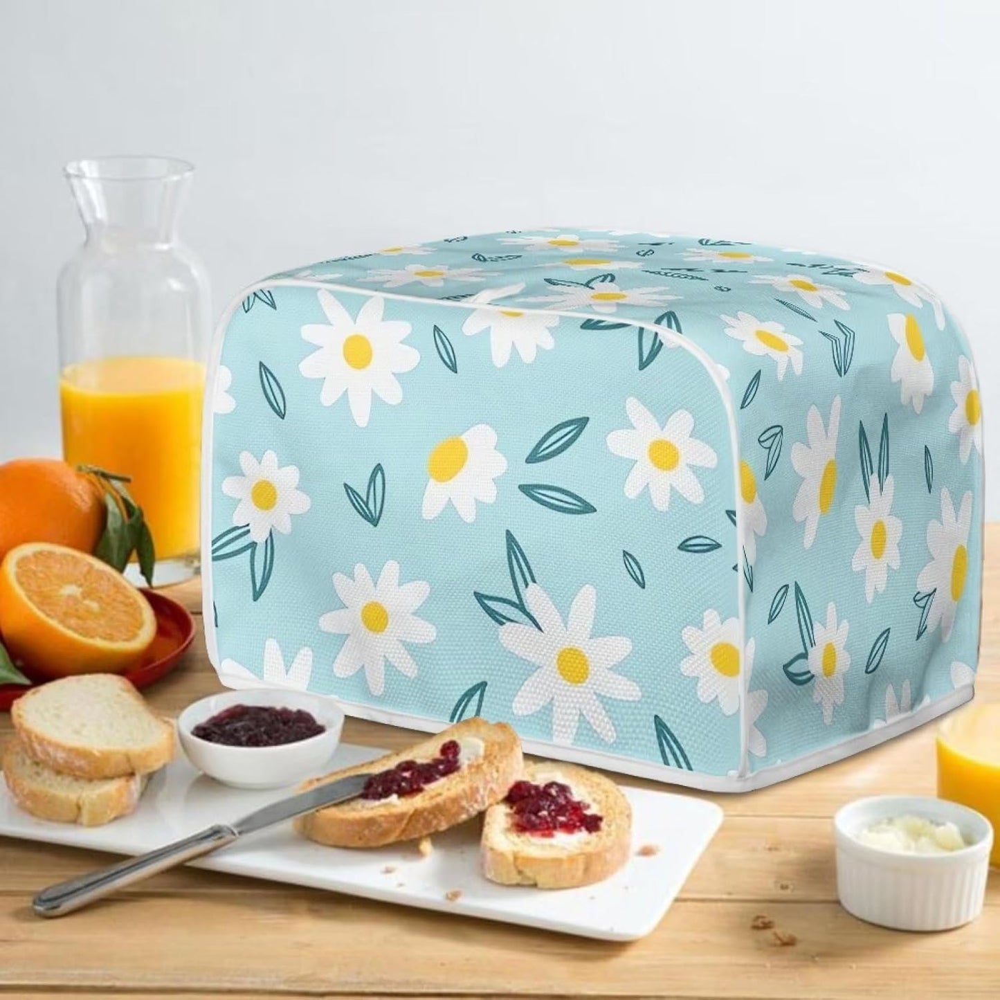 ZFRXIGN Light Blue Daisy Toaster Cover, 2 Slice Kitchen Small Appliance Covers, Machine Washable Dust Cover