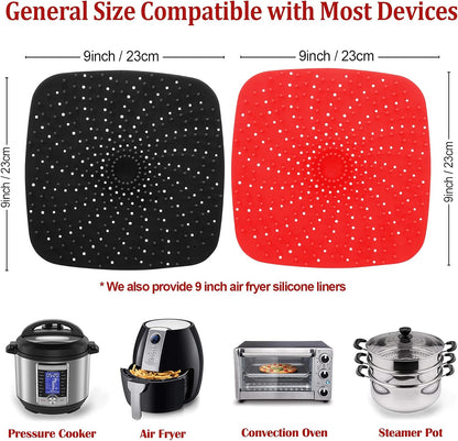 Upgrade Reusable Air Fryer Liners - Patented BPA-Free Non-Stick Silicone Mats | 9-Inch Square & More
