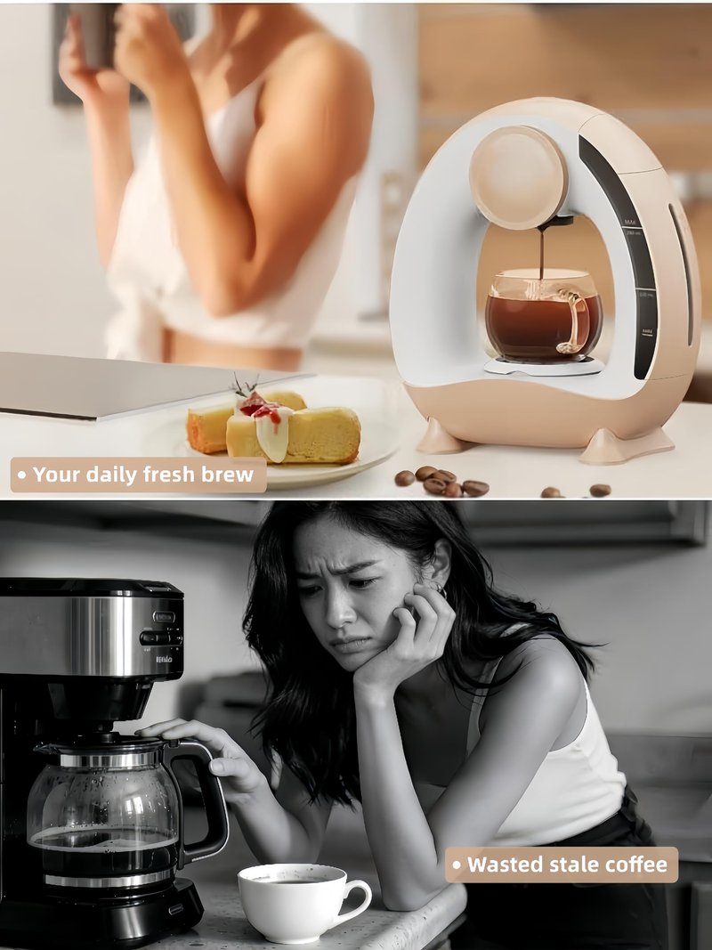 HAILASRE 3 in 1 Single Serve Coffee Maker for K Cup Brewer,Ground Coffee and Tea Leaves,1400W 20s Fast Heating Mini Q,One Button Operation, Outdoor Portable for Small Spaces（Coffee Cup NOT Included）