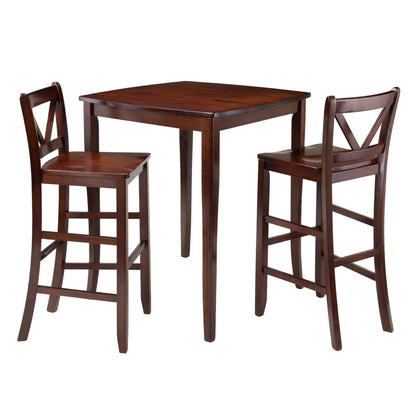 Winsome Wood Inglewood 3-Pc High Table with 2 Bar V-Back Stools