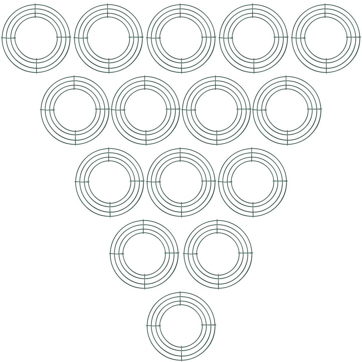 Hotop 15 Pcs 12'' Metal Wreath Frame Wire Rings Crafts Wreath Making for Christmas New Year Valentines Decoration, Dark Green