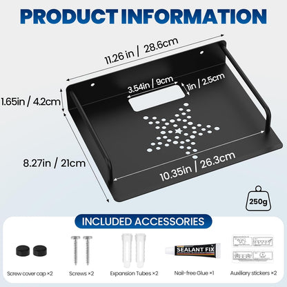 Floating Shelf for Projector Aluminum Alloy, Wifi Router Wall Mount Shelf, Cable Box Shelf for Wall Mounted TV, DVD