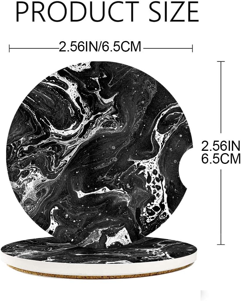 Britimes Absorbent Car Coasters, 2 Pack for Cup Holders, 2.56" Ceramic Stone & Non-Scratch Cork Base