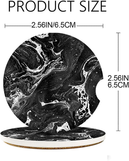 Britimes Absorbent Car Coasters, 2 Pack for Cup Holders, 2.56" Ceramic Stone & Non-Scratch Cork Base