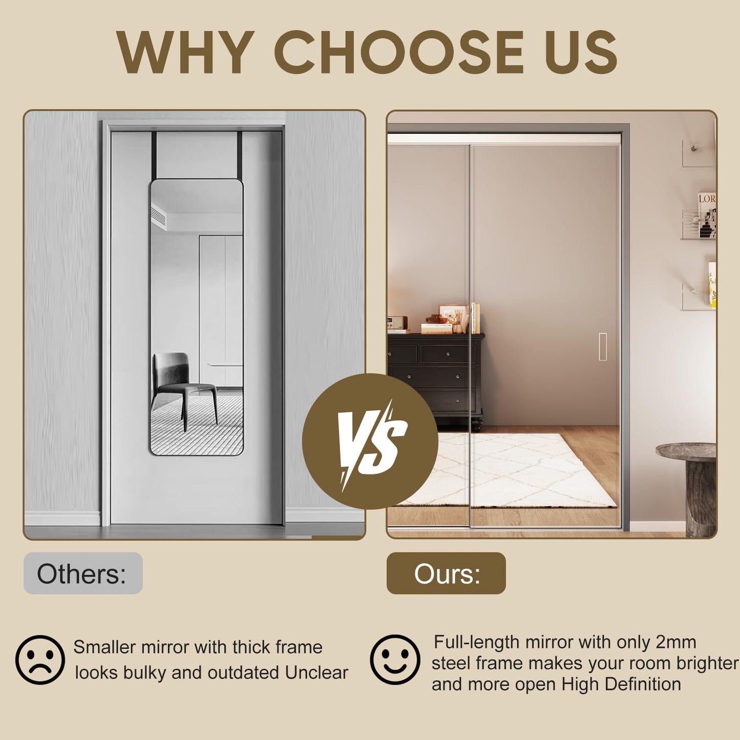 JUBEST Mirror Closet Doors, 72''x80'' One Side Sliding Closet Door with Hardware Kit, Interior Steel Frame Bypass Sliding Door for Closet, Easy to Install