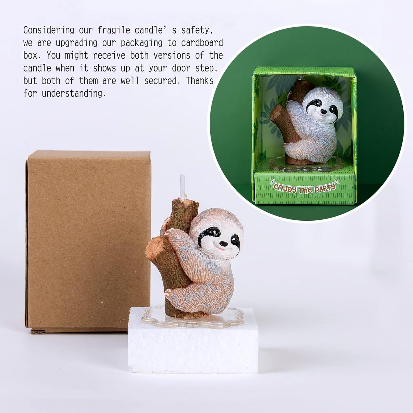 Cute Baby Sloth Birthday Candle for Party and Baby Shower Decorations