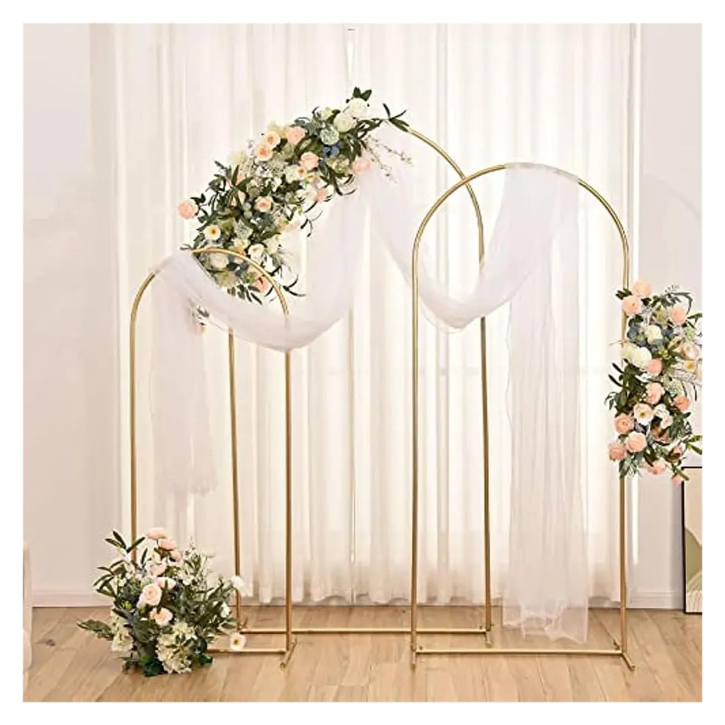 Metal Wedding Arch Backdrop Stand with Cover Backdrop Stand for Birthday Party Ceremony Anniversary Celebration Door Arch Frame(Frame with Cover)
