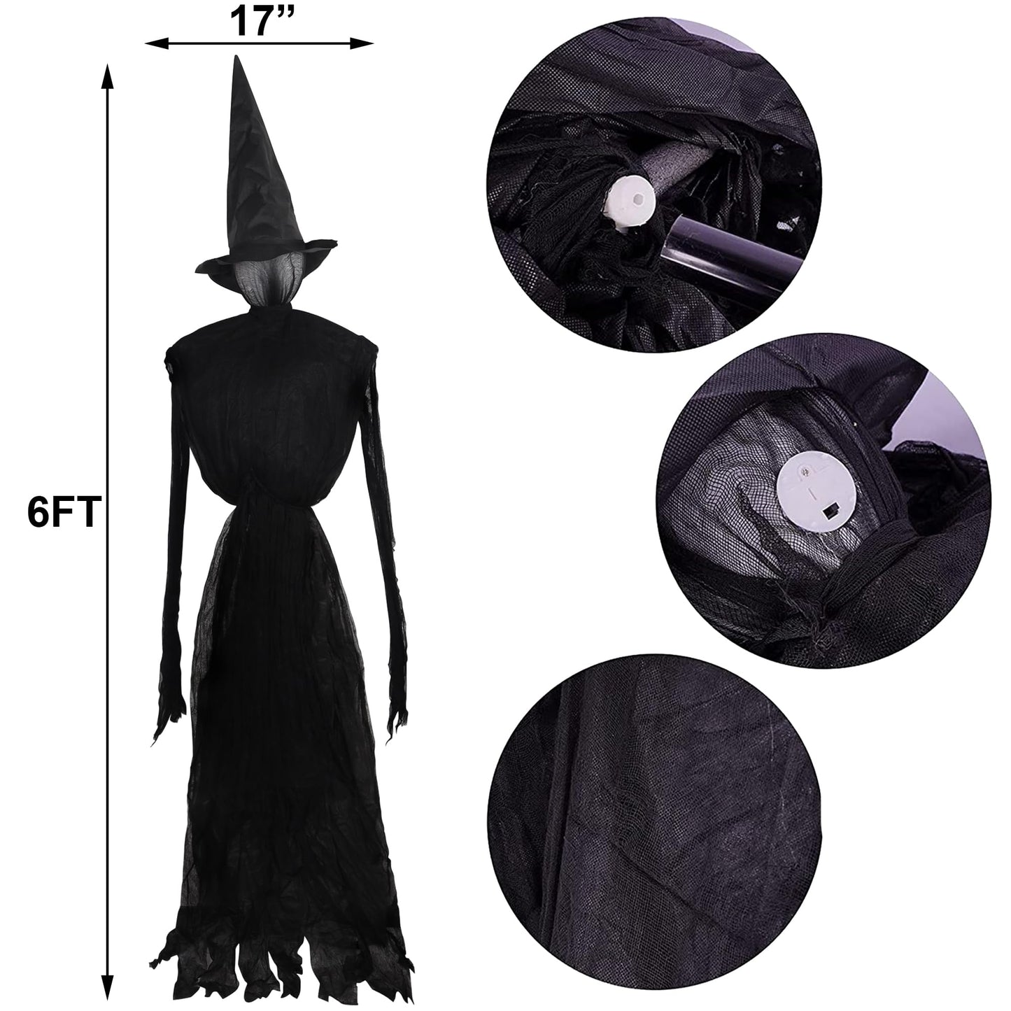 winemana 3 Pack Halloween Witches Outdoor Decorations, 6FT