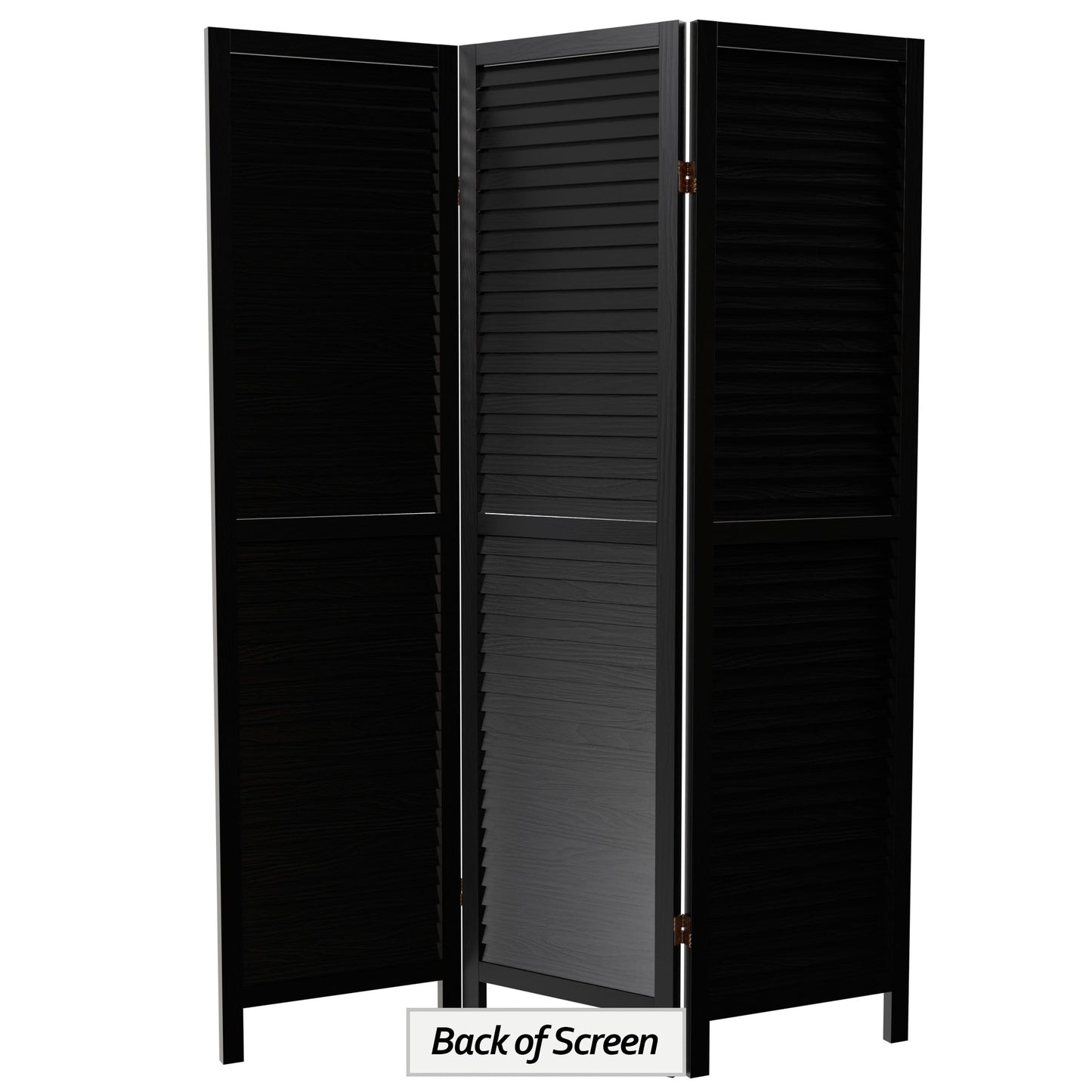 Red Lantern 6 ft. Tall Wooden Louvered Room Divider Black 3 Panel