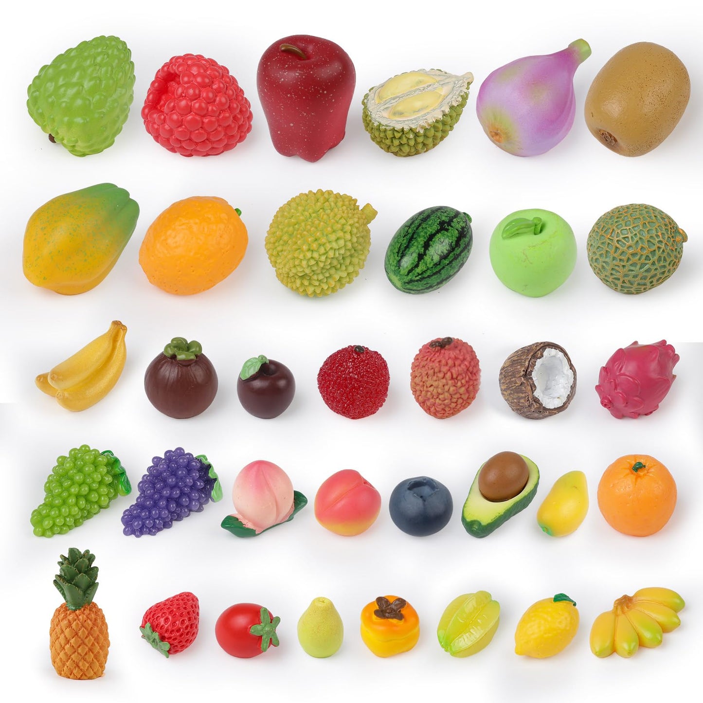 TaoQ C 35 PCS Mini Resin Artificial Fruits Miniature Fruits Realistic Mini Fruit Fake Strawberry Lemon Banana for DIY Craft House Kitchen Garden Cake Party Store Display Decoration
