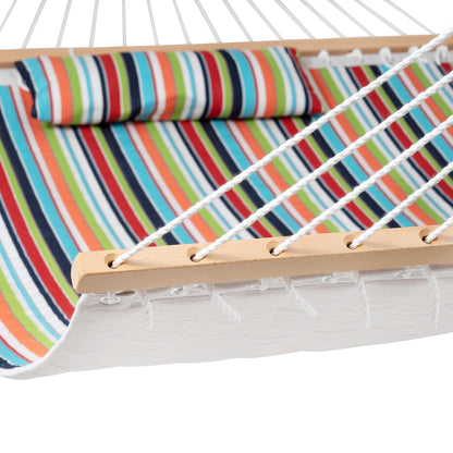 Lazy Daze Hammocks 12 FT Sunbrella Fabric Quilted Hammock Double Sunbrella Quilted Hammock with Spreader Bars & Pillow, All Weather and Fade Resistant for Outdoor, 450 lbs Capacity, Carousel Confetti