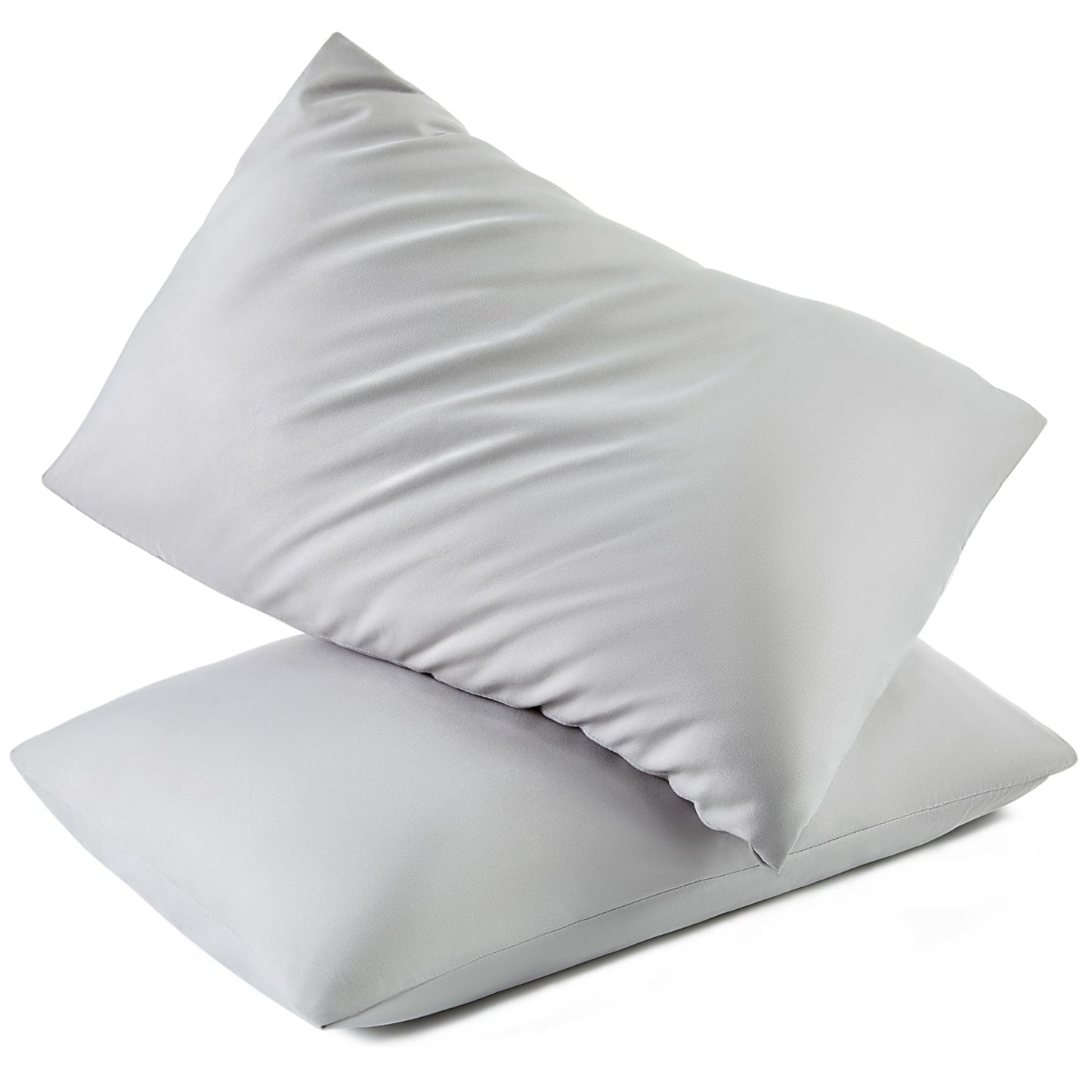 TILLYOU Toddler Pillowcase 2 Pack with Envelope Closure,13" x 18" Silky Soft Microfiber Travel Pillow Case Kids Pillowcases for Boys and Girls,Gray