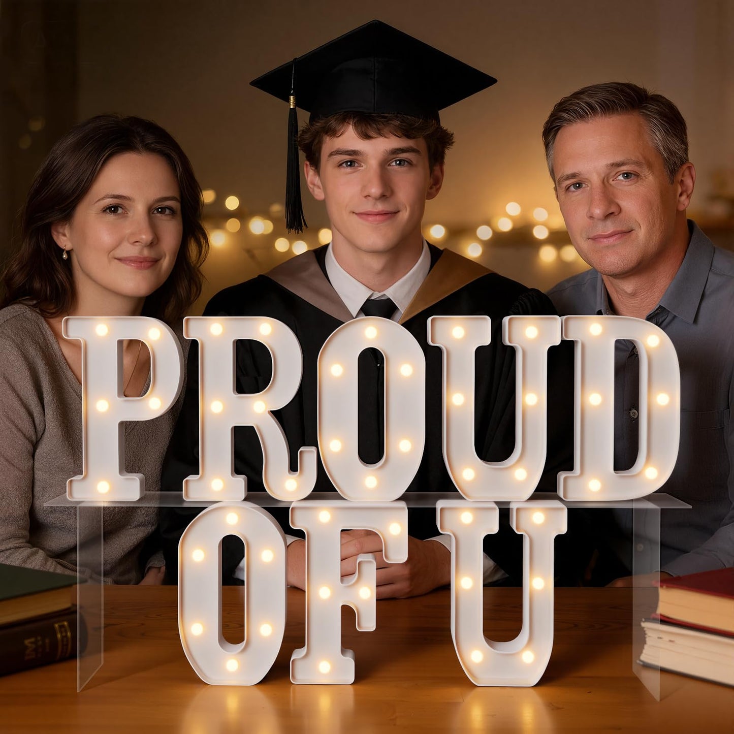 2026 Graduation Decorations PROUD OF U Light Up Letters, Proud of You Marquee Letters for High School College Congratulation Graduation Party Decor, Led Letter Sign for Class of 2026 Grad Party