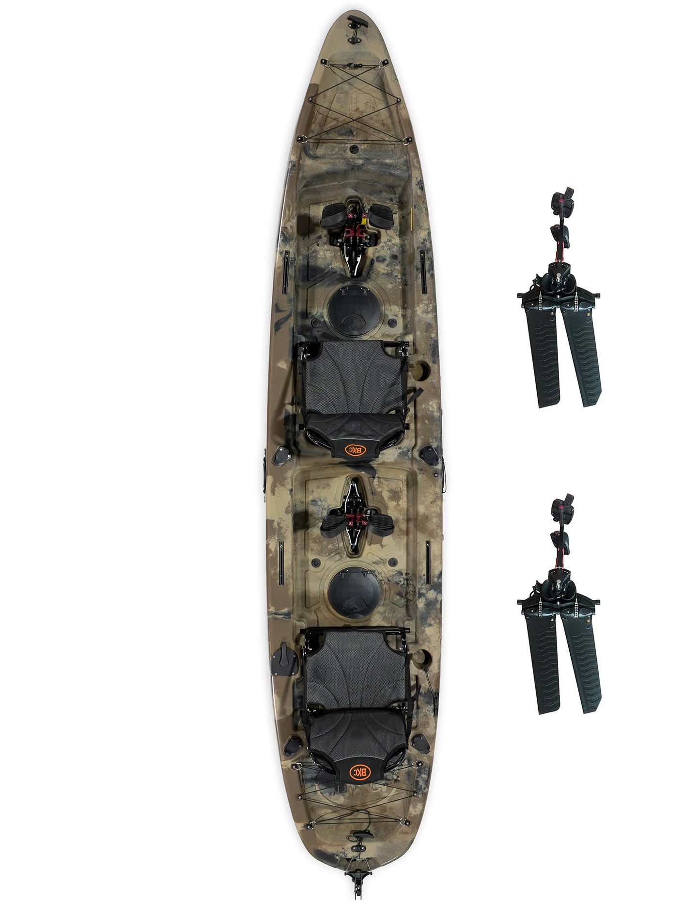 Upgraded Brooklyn 13.5 Tandem Pedal Kayak by BKC, 2 Person Sit-On-Top Pedal Drive Kayak, 680 lb Capacity, Dual Flipper Pedals, Rudder Steering, for Fishing & Touring