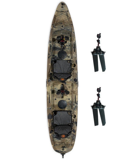 Upgraded Brooklyn 13.5 Tandem Pedal Kayak by BKC, 2 Person Sit-On-Top Pedal Drive Kayak, 680 lb Capacity, Dual Flipper Pedals, Rudder Steering, for Fishing & Touring