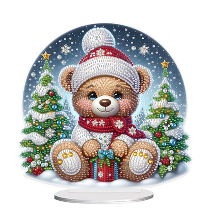 Christmas Diamond Painting Kits Tabletop decoration, DIY bear, 5D Diamond Art Home Ornament By Number Mosaic Arts Crafts For Home Office acrylic Tabletop Decor for Xmas Home Decor, New Year Gift