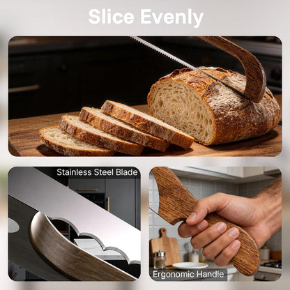 Wnfou Sourdough Bread Board Set, 16" Bread Bow Knife and Cutting Board with Crumb Tray, Magnetic Storage, Ergonomic Design, Perfect for Bagels, Homemade Bread, Ideal Baking Gift for Women