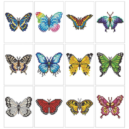 Haocy 12pcs Butterfly Mini Diamond Art Kits for Adults,Small Diamond Painting Kits Quick Gem Art for Beginner,1-Hour Postcard-Style,Paint by Diamond Mosaic,Home Wall Decor (Butterfly)