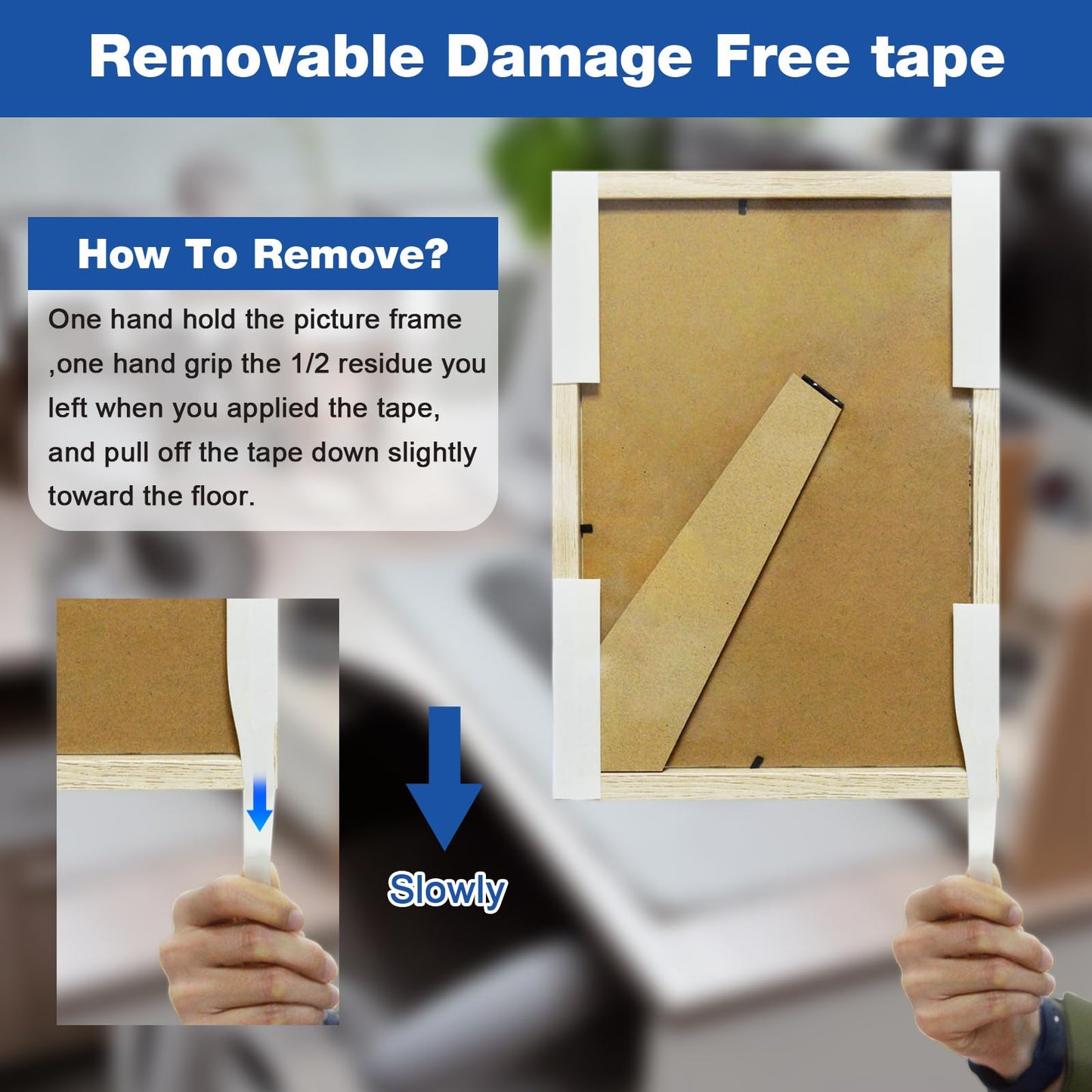 3M Double Sided Tape 1"×16.5ft No Residue,Picture Hanging Strips Heavy Duty Mounting Tape, Removable PE Foam Tape Waterproof for Poster Tape, Carpet Tape Rug Gripper,Art & Craft Tape