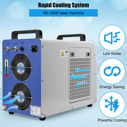 Garvee Industrial Water Chiller CW-5000, 7L 1.14HP 2.6gpm Thermolysis Type Water Cooling System for 40W 50W 60W 70W 80W 90W 100W CO2 Laser Engraving & Cutting Machines,Cools 3868 Btu/h, 110V