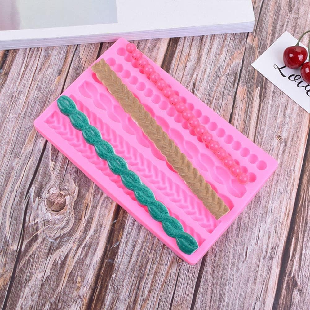 3D Pearl Knit Rope Silicone Mold for Fondant, Cake Border Decorating Molds, DIY Baking Tools
