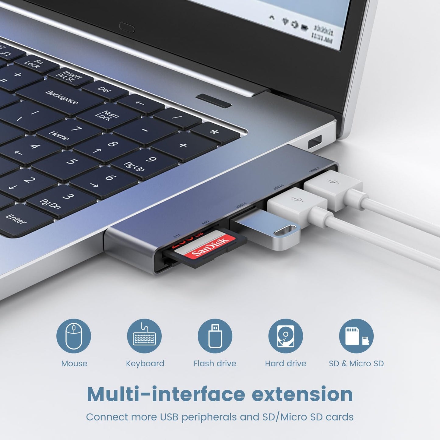 Fidioto USB Hub, 4-Port USB Splitter(1 * 3.0 Hub, 3 * 2.0 Hub) USB Splitter USB Expander for Laptop,Windows PC,Mac,Printer,Flash Drive,Mobile HDD, Notebook PC