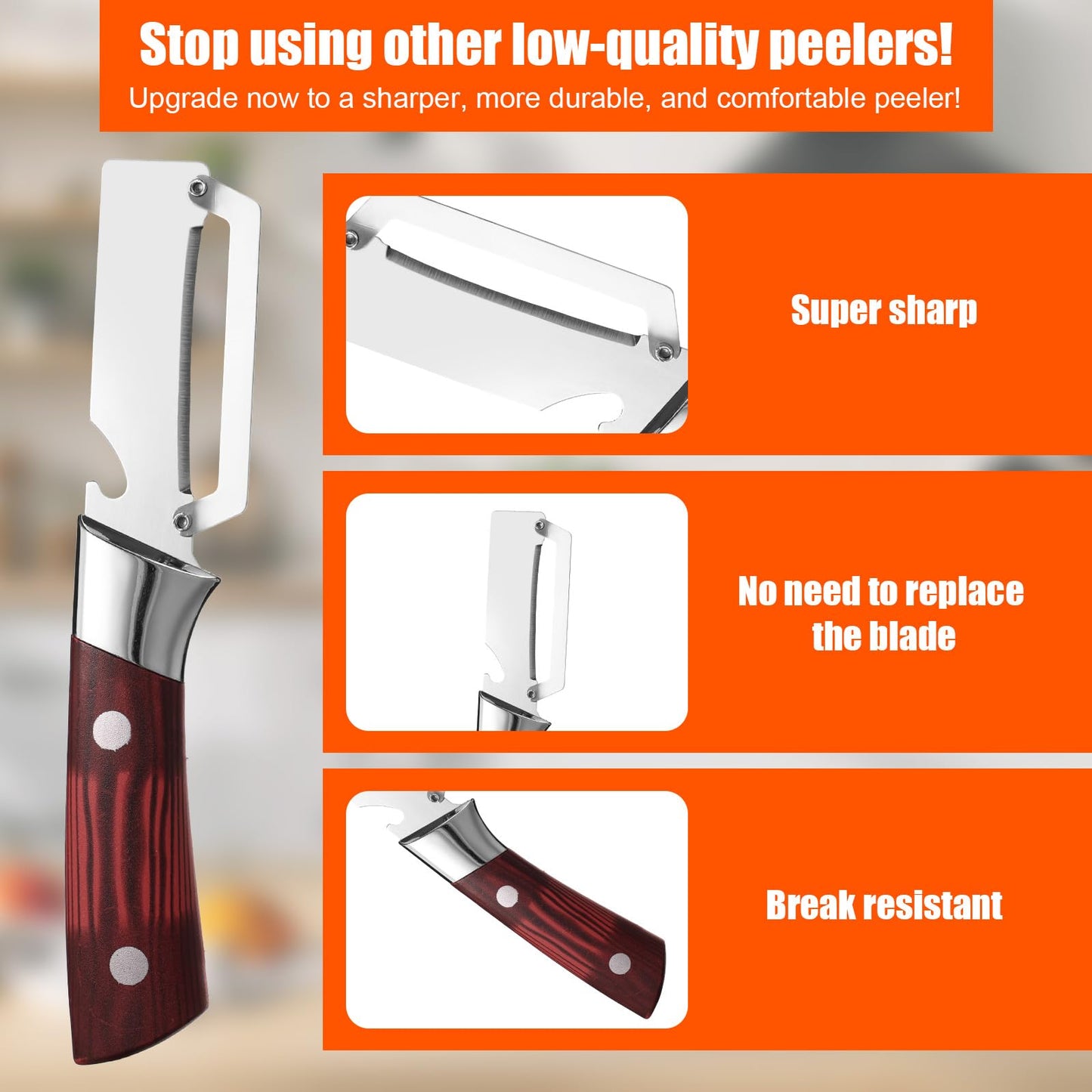 2pcs Handheld Multi-Functional Vegetable Peelers with Bottle Opener,Stainless Steel Multifunctional Fruit and Vegetable Peeler Hand Held Kitchen Tool for Apple Potato Sugar Cane