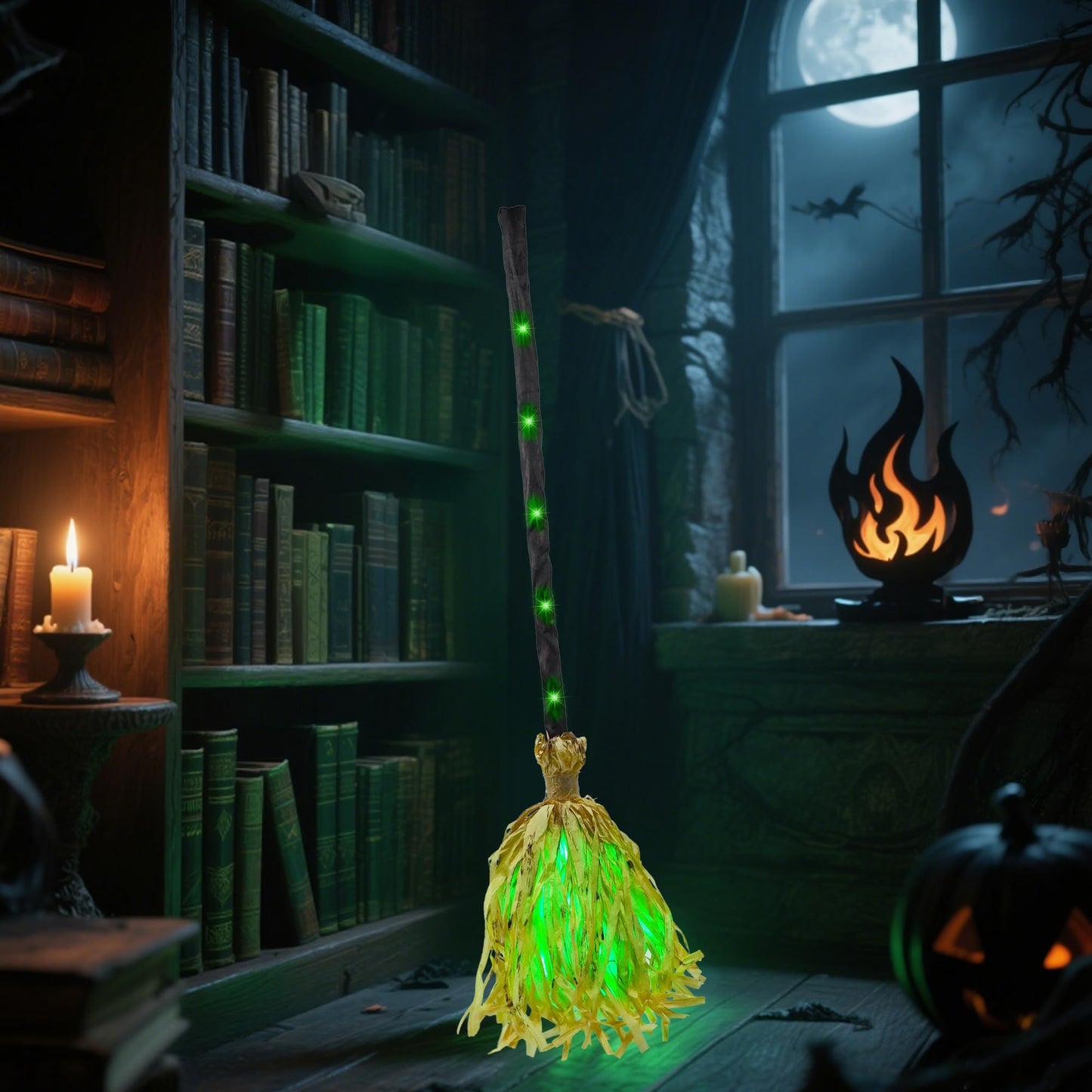 DR.DUDU 35" Animated Witches Broom Halloween Decor Magic Witch Broomstick