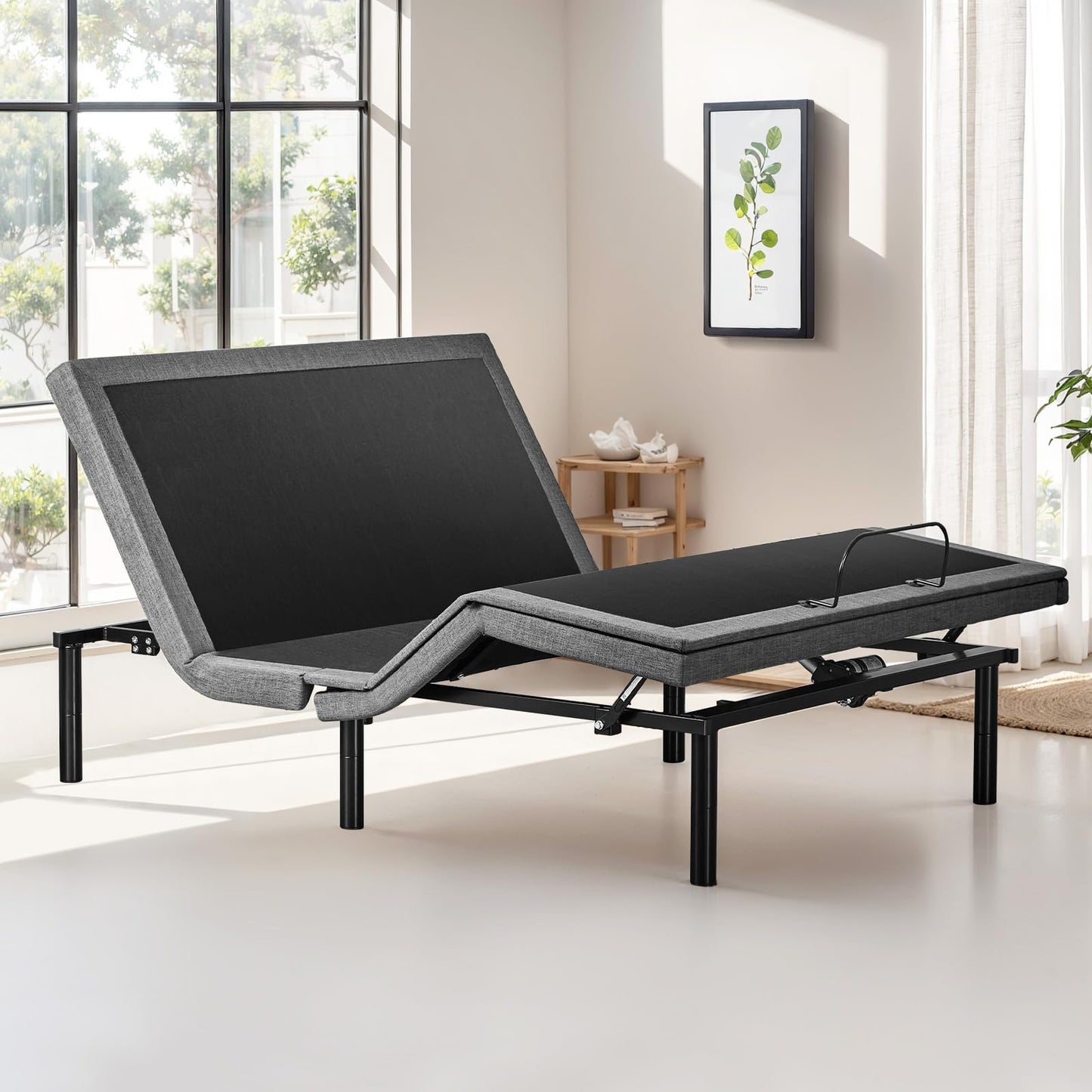Sweetcrispy Twin XL Adjustable Bed Frame, Ergonomic Electric Base with Wireless Remote and 2 USB Ports, Head and Foot Incline, Zero Gravity, Anti-Snore, Easy Assembly