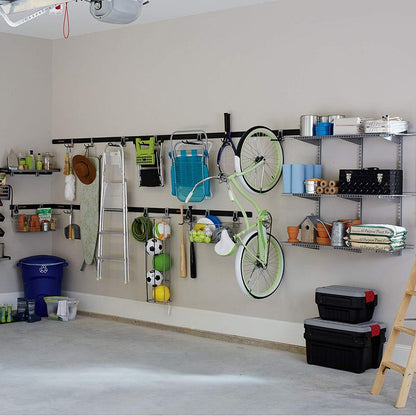 Rubbermaid Universal Powder Coaded Metallic Fasttrack Hanging Garage Hook Organizers for Ladder, Tool, and Bike Storage (6 Pack)